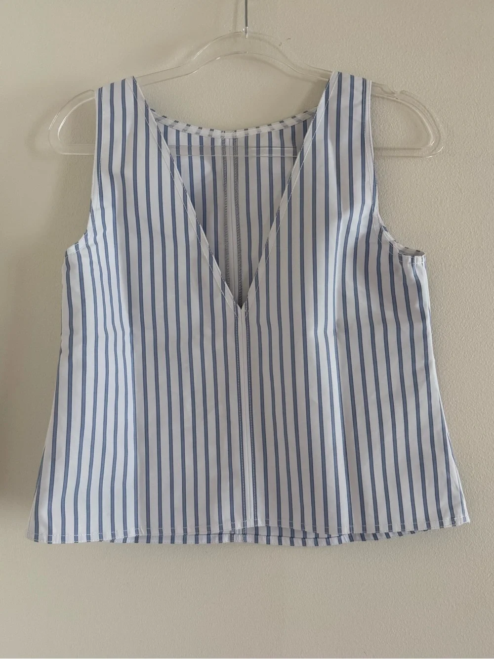 J. Crew Blue and White Striped Shell top in striped double cotton poplin NWT